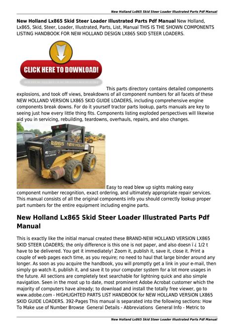 New Holland LX865 Skid Steer Parts